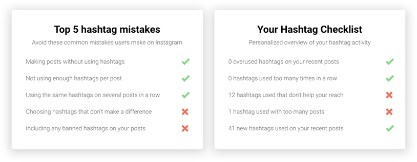 instagram hashtag checklist