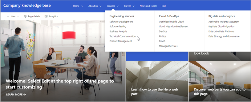 Sample mega menu navigation in SharePoint