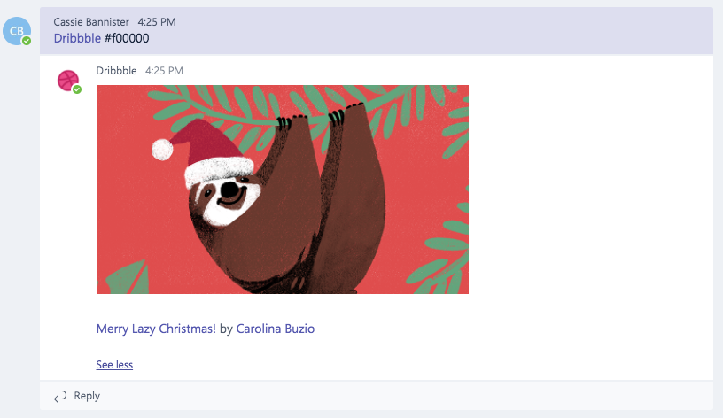 Microsoft Teams Dribbble Bot screenshot