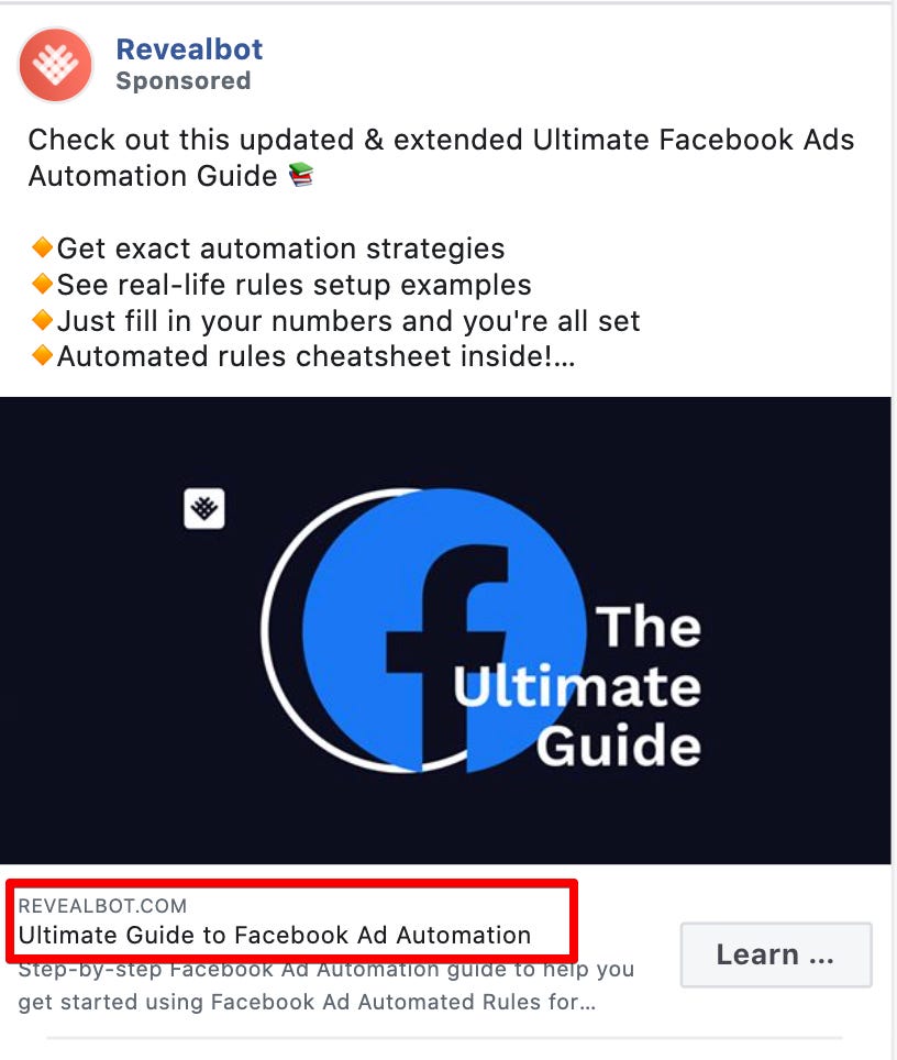 RevealBot Facebook Ad