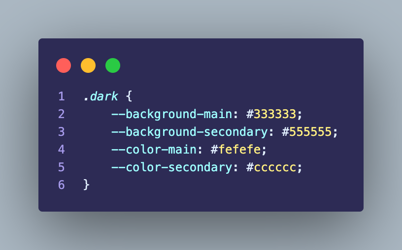CSS dark theme example.