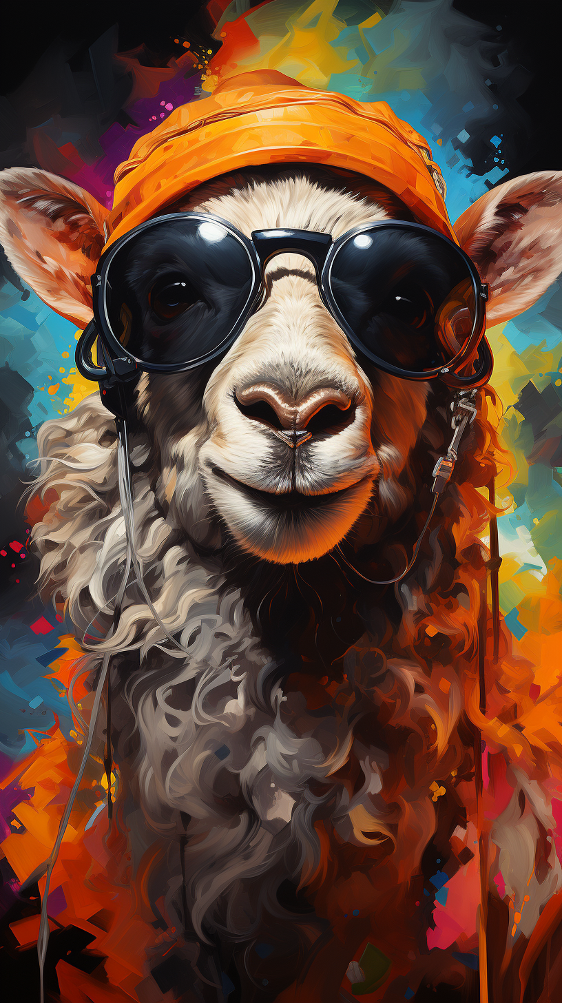 Disco sheep. colorful realism, masterpiece, focus, colorful dynamic background, detailed, rich colors by dangan7666
