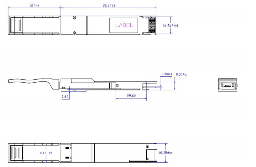 Dimensions of QSFP-DD are in millimeters. (Unit: mm)