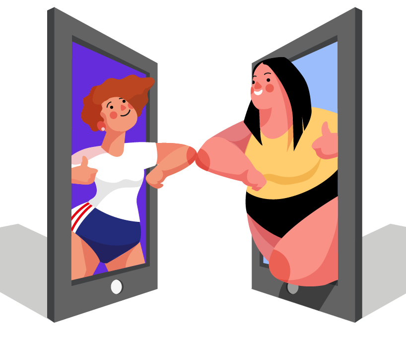 Illustration of 2 women smiling and congratulating each other