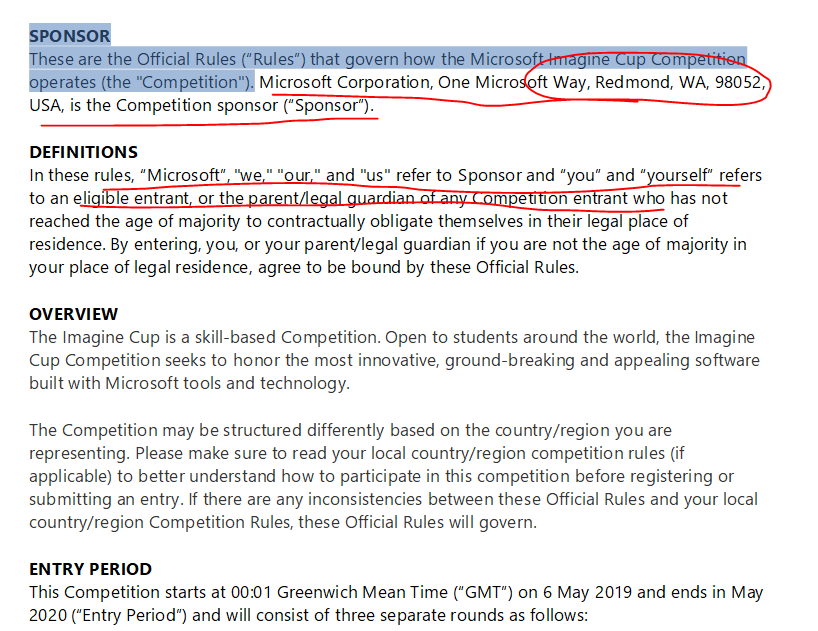 Official Rules & Regulations Imagine Cup 2020 Season