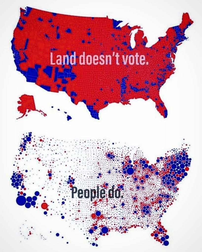 map comparing vote by territory and vote by population