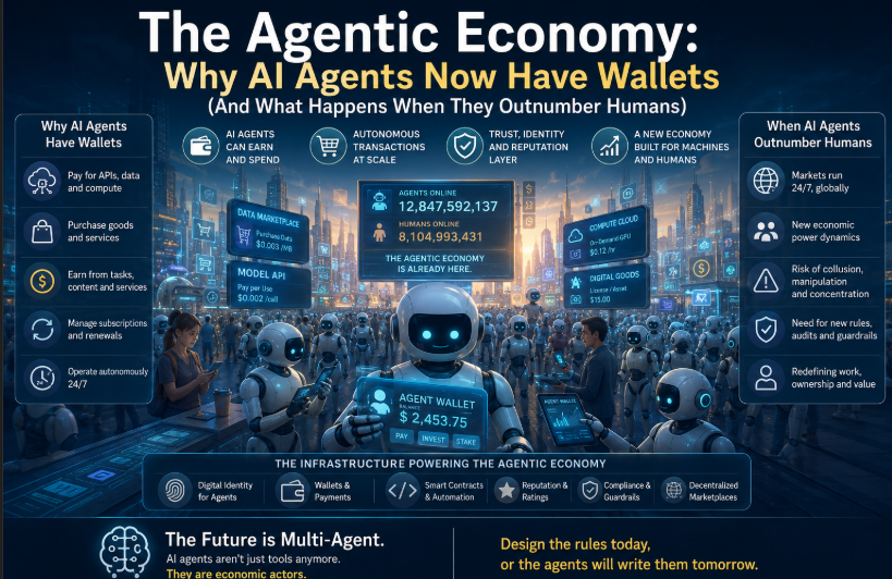 The Agentic Economy: Why AI Agents Now Have Wallets (And What Happens When They Outnumber Humans)