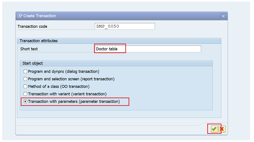 Parameter Transaction-Dialog Transaction (ABAP TCODEs)