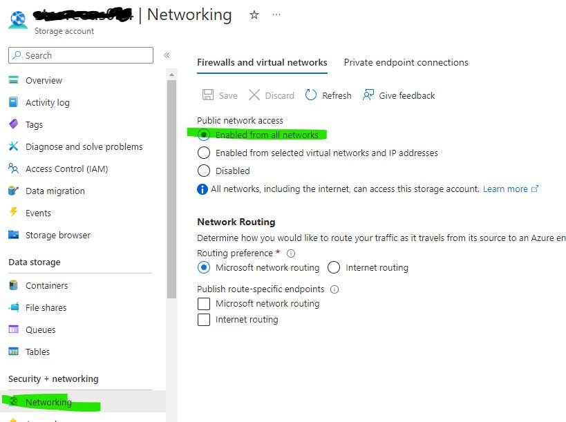 Storage Network Settings