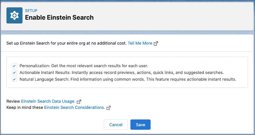 Enabling Einstein Search