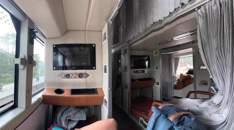 View from bed in a Vietnamese sleeper bus