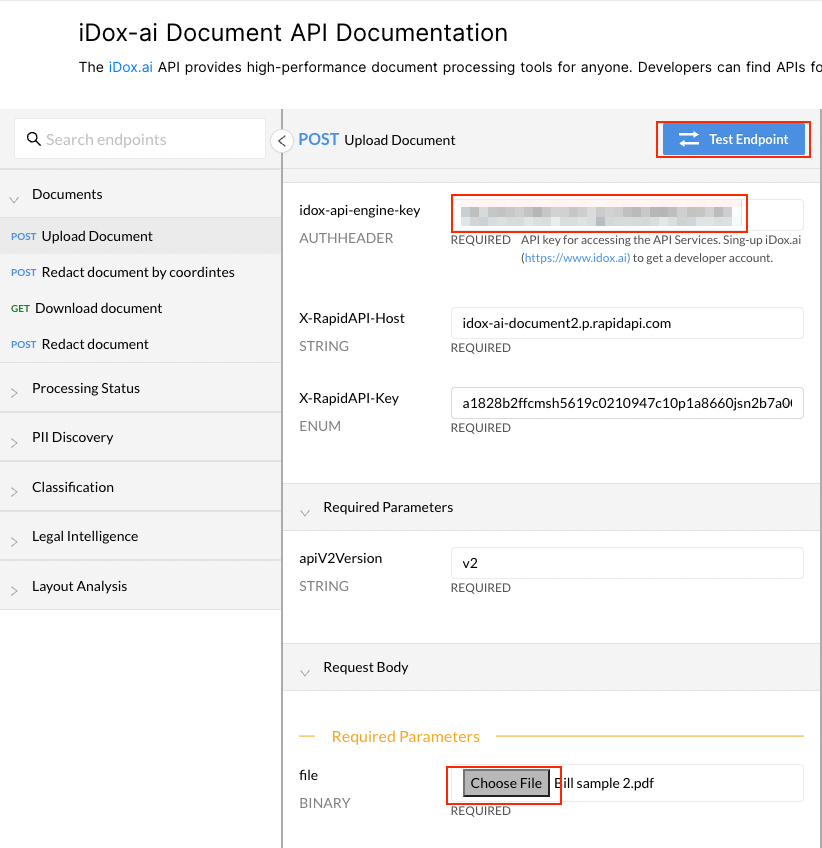 Paste Your iDox.ai API Key and Add a File