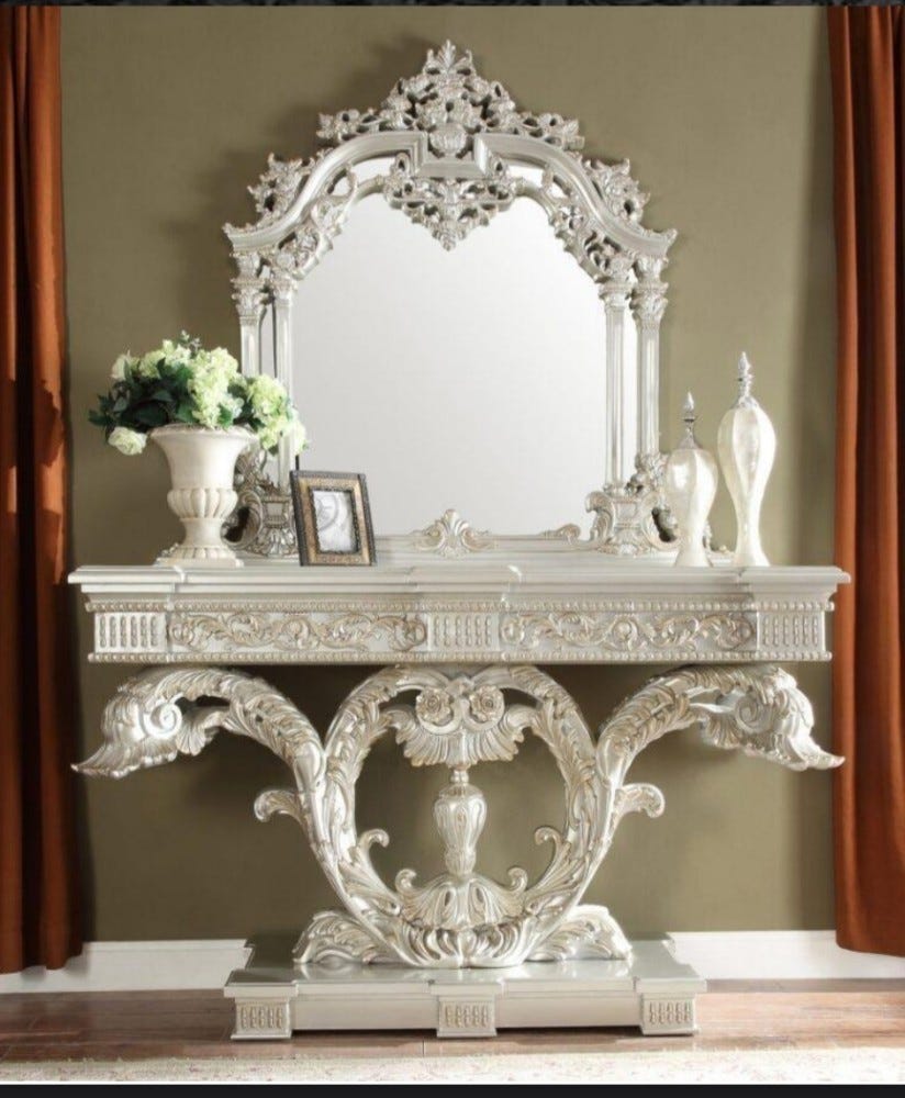 Hand Craved Classic Italian Design Console Table & Mirror Frame — Royalzig