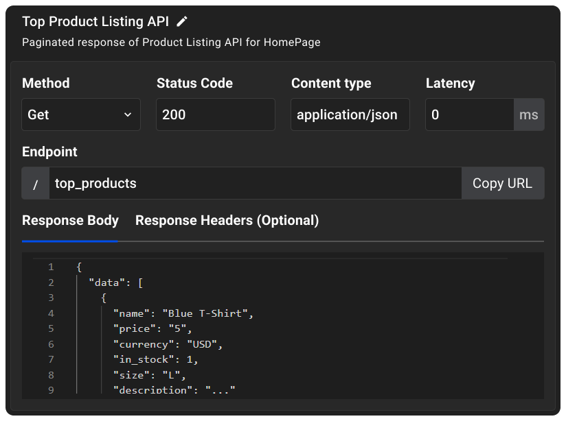 A screenshot of Requestly showing API Mock creation page.