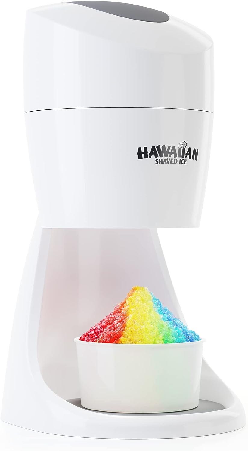 Hawaiian Shaved Ice S900A Snow Cone and Shaved Ice Machine with 2 Reusable Plastic Ice Mold Cups, Non-slip Mat