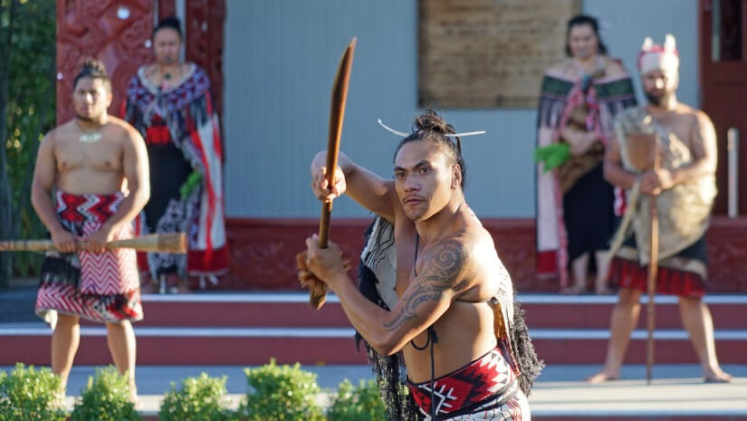 Maori fighter during an ethnic tourism tour
