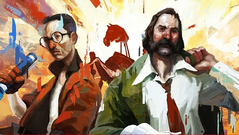 Disco Elysium cover art with Kim and Harry.