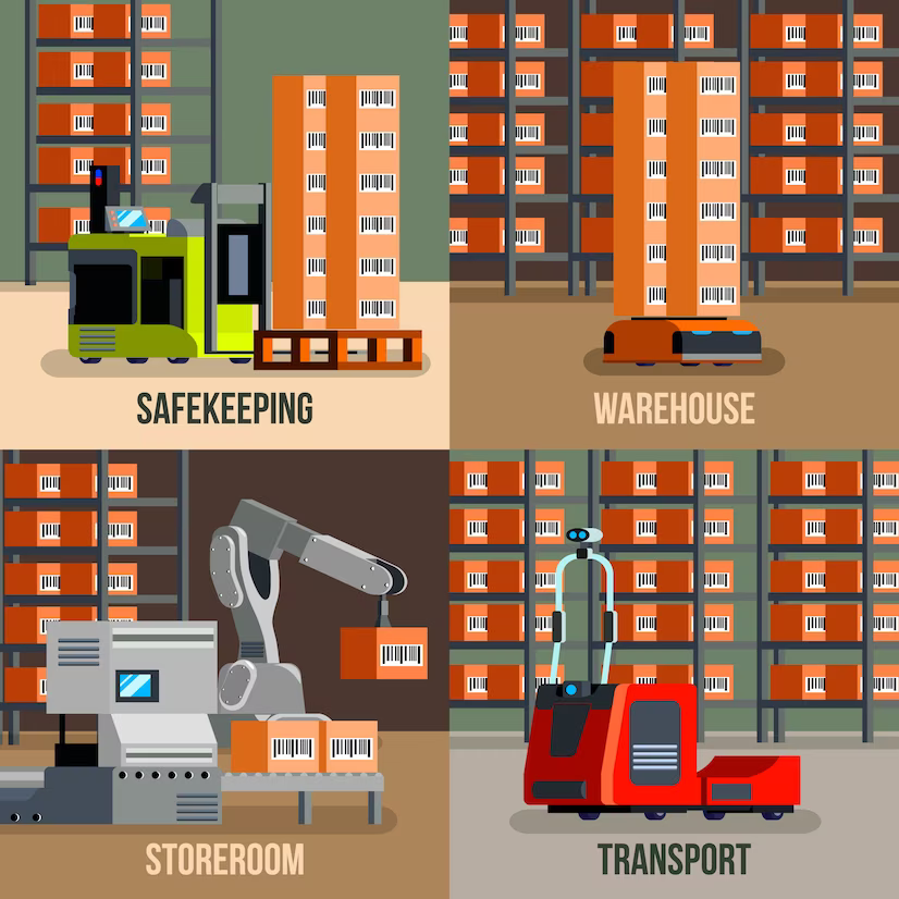 Service and warehouse mobile robots: Image by macrovector on Freepik