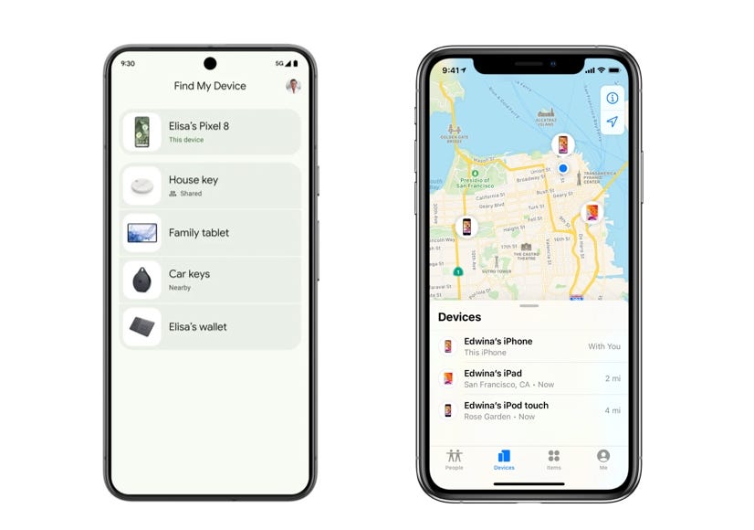 “Find My Device” and “Find My” apps