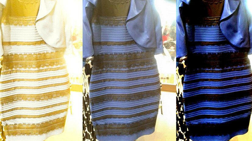 Photo of the dress in white and gold and black and blue depending on the lighting