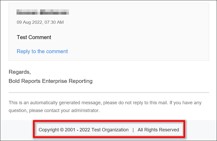 Copyright information in emails