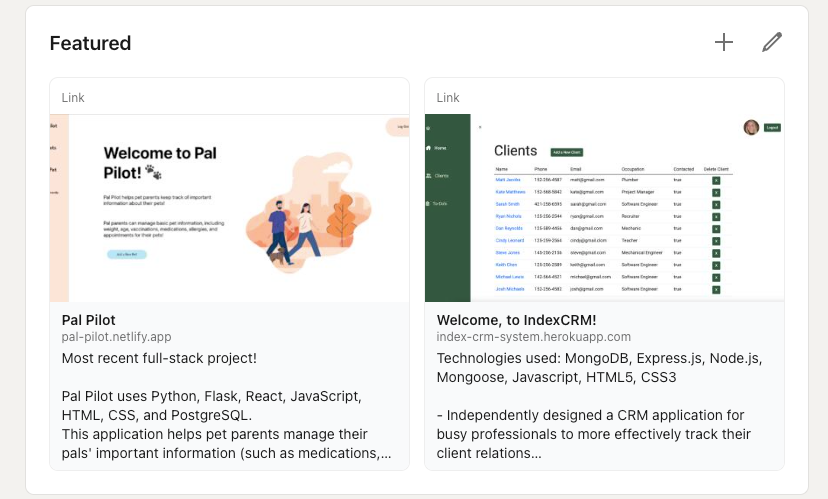 Visual example of featured section on Linkedin Profile