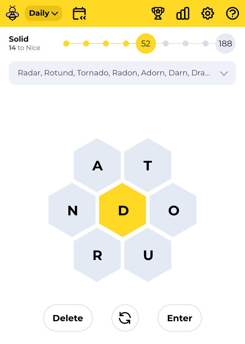 A screenshot of the word game Spell Bee from Spellbee.org