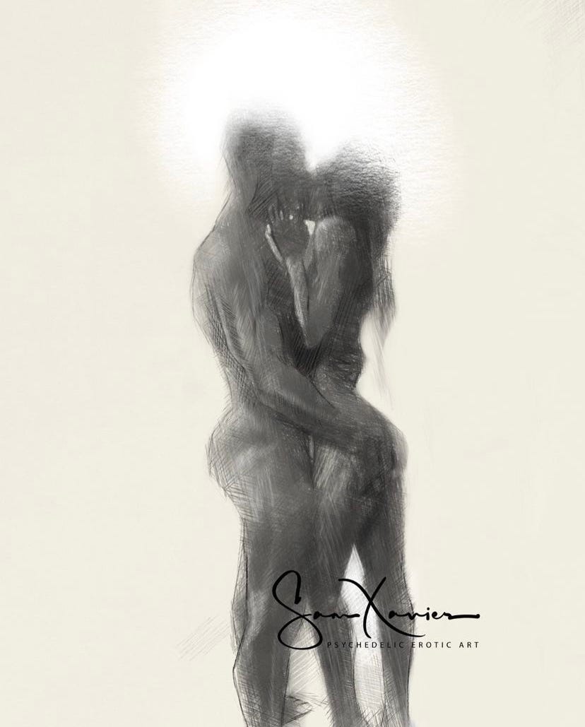 art couple kissing in the shower