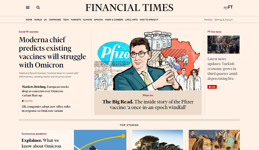 New FT homepage