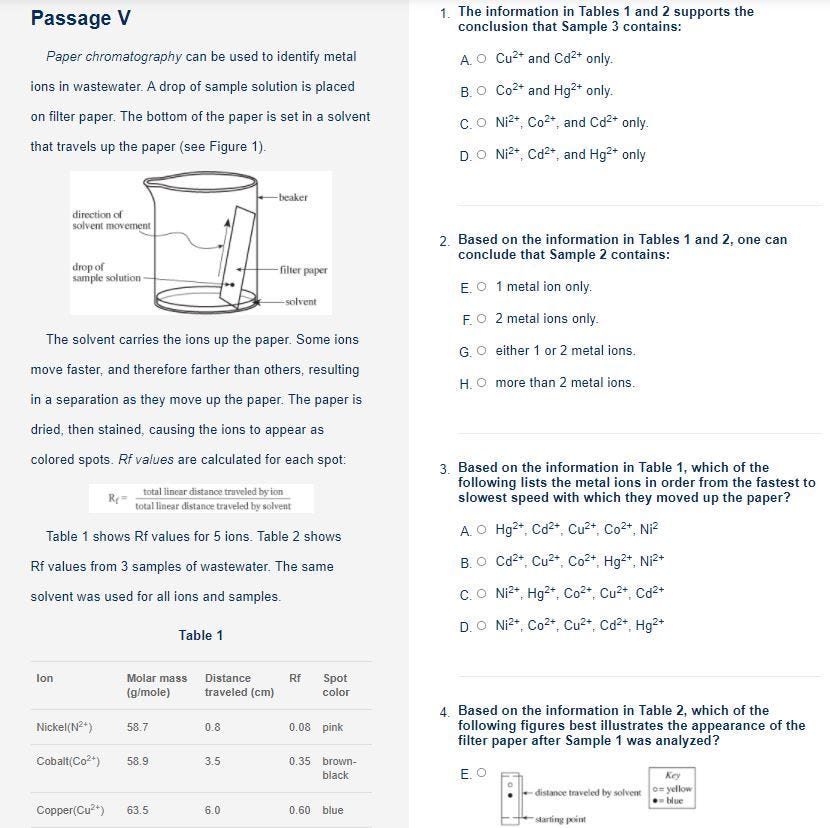 Example of an ACT science question