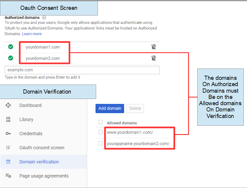 Oauth Consent Screen and Domain Verification section on https://console.developers.google.com/