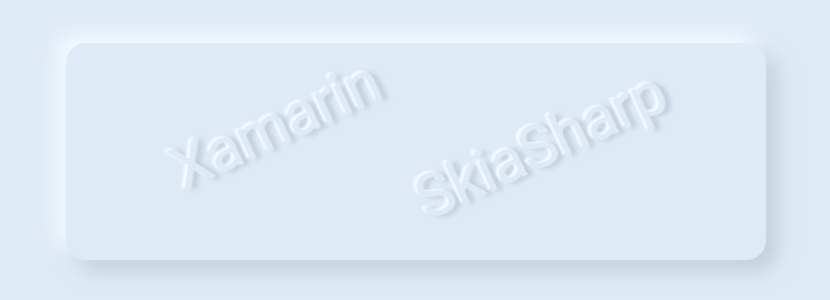 “Xamarin and SkiaSharp” text with neomorphism effects