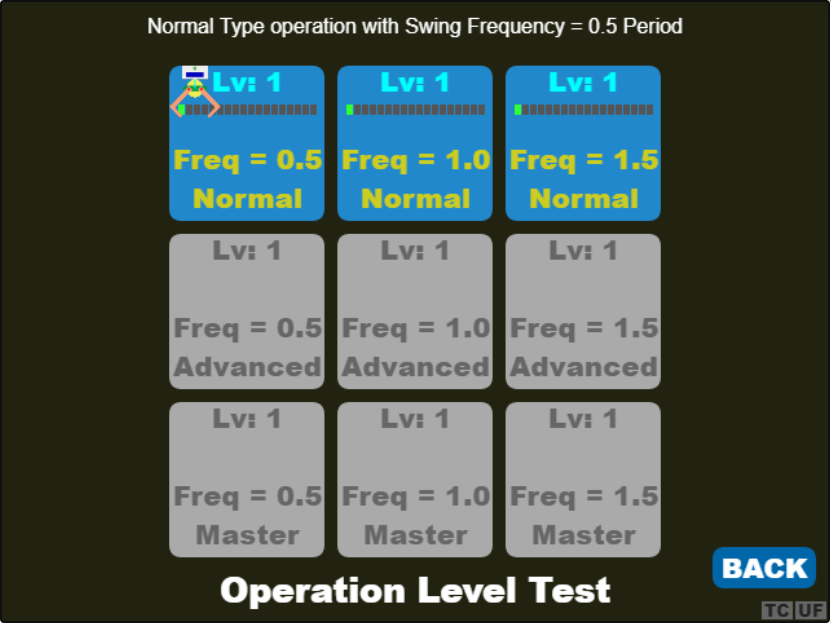 The test options in Clawman Operation Level Test.