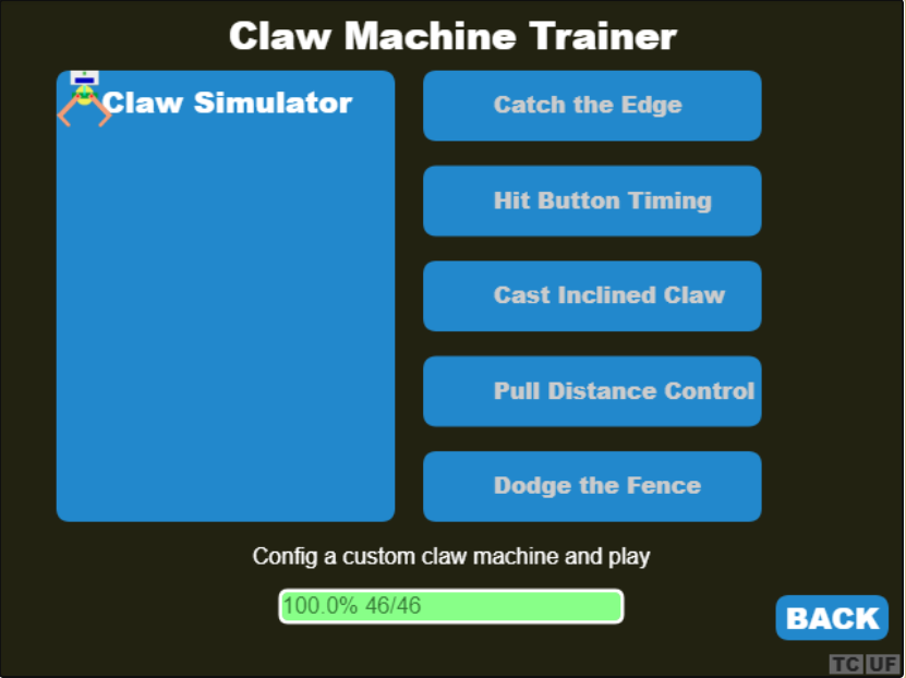 The training items of Claw Machine Trainer in Clawman.