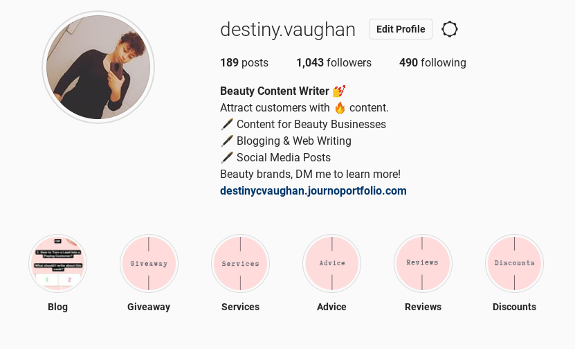 Destiny Vaughan Instagram profile