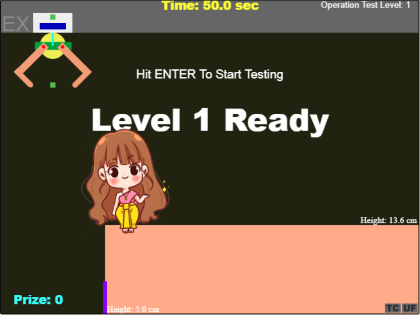 The screenshot of level 1 in Operation Level Test.