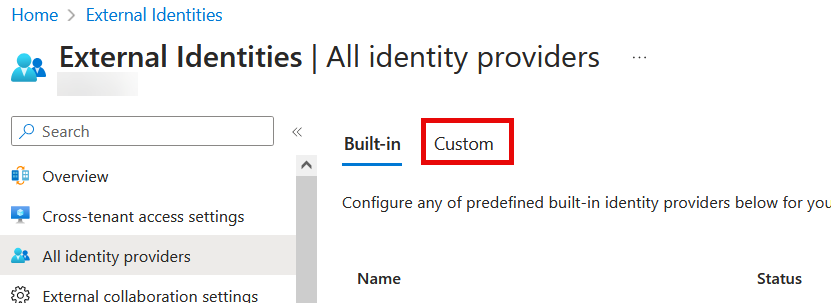 Image showing “All identity providers / custom”