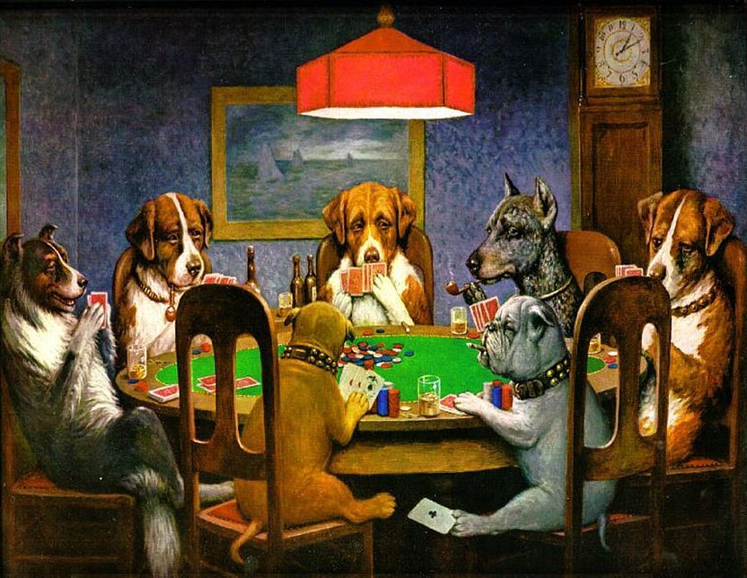 Dog’s playing poker painting