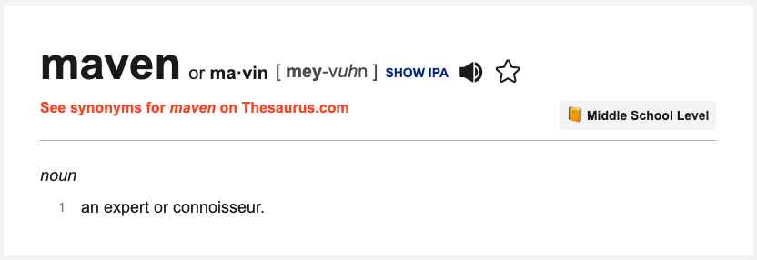Dictionary.com definition of maven screenshot