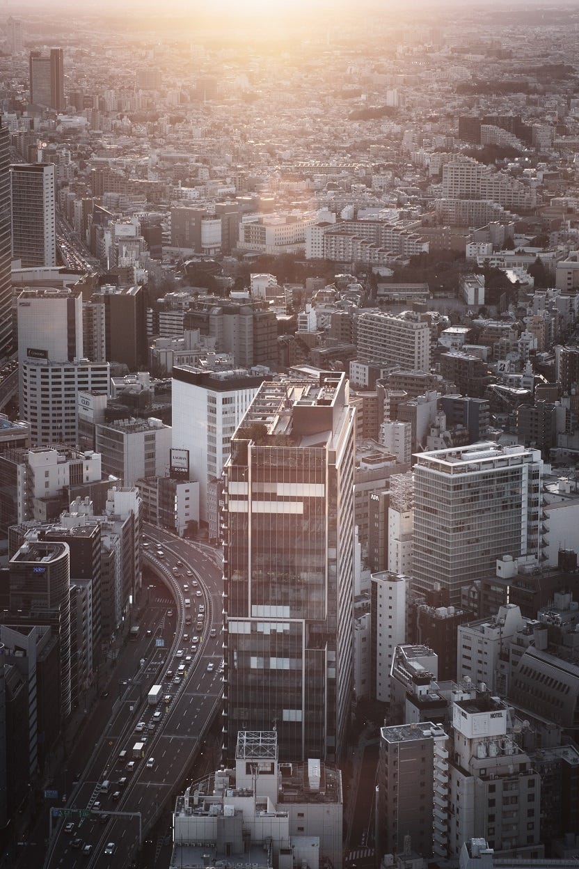 Tokyo skyline — memories of my first traveller day there