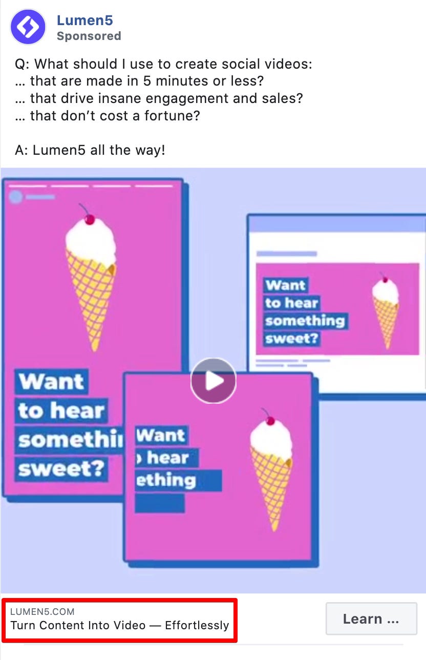 Lumen5 Facebook Ad