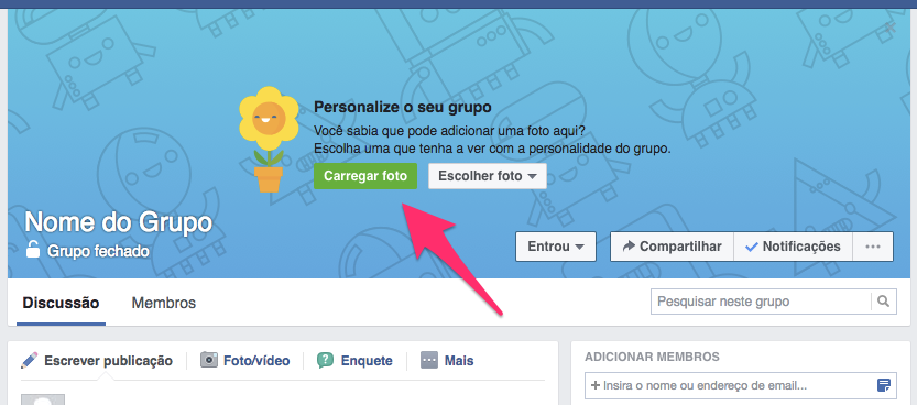 Personalize o seu grupo - Facebook