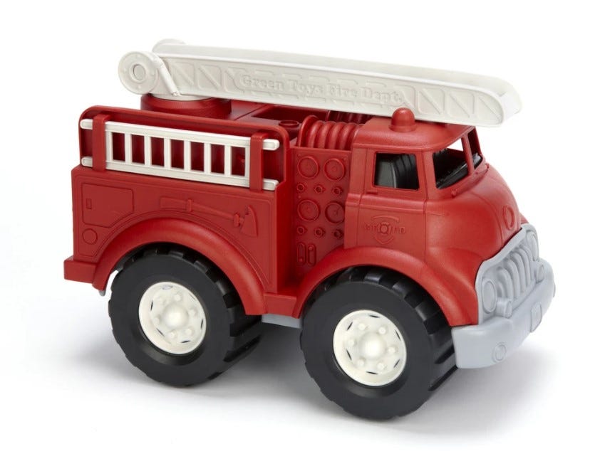 Green Toys Fire Truck — BPA Free, Phthalates Free Imaginative Play Toy for Improving Fine Motor, Gross Motor Skills.