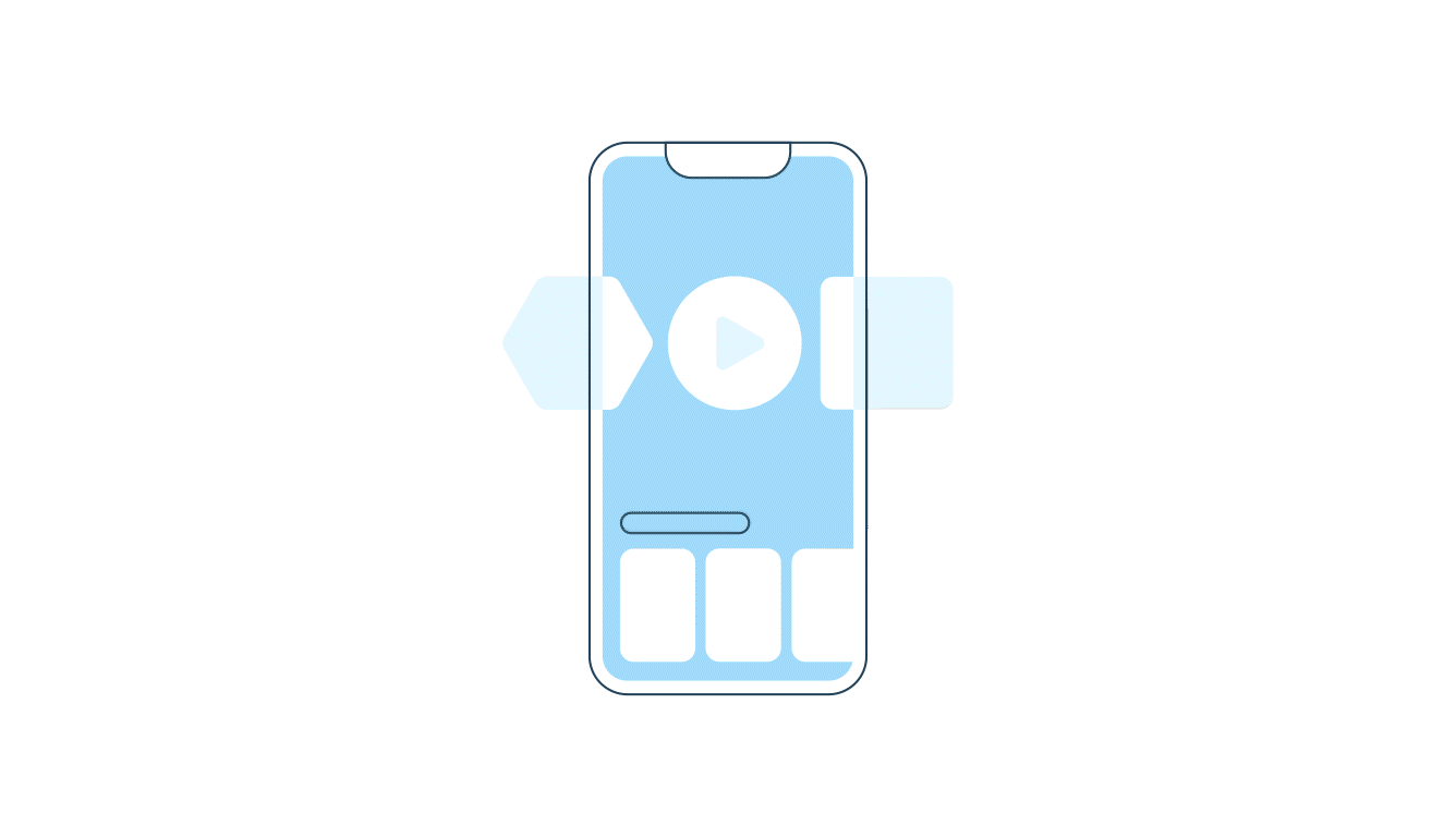 Animation showing components from a mobile phone morphing into a TV app interface.