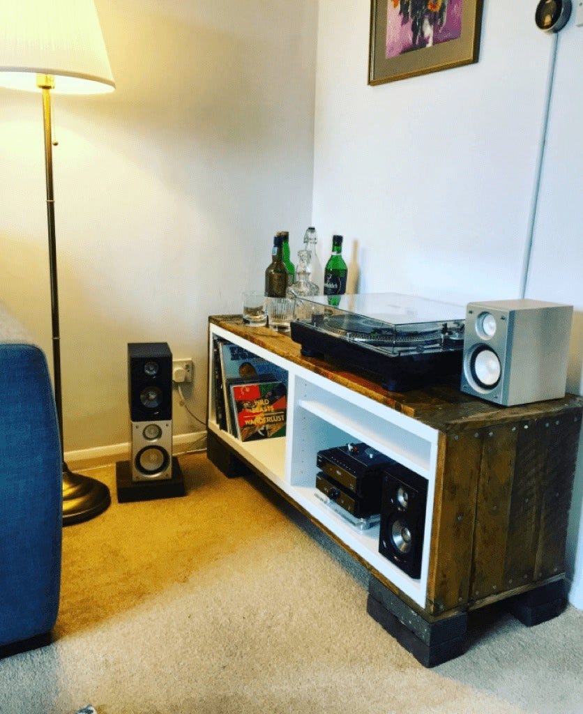 Record player console hacked from BESTÅ cabinets