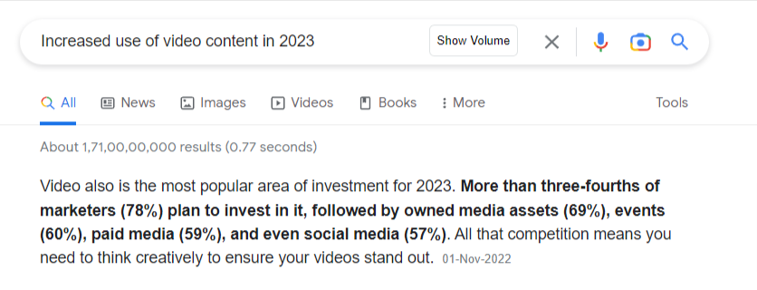 Increased use of video content in 2023