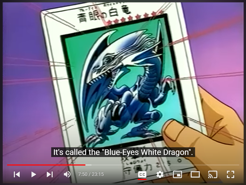 Picture of an early Blue-Eyes White Dragon design from Season 0 of the Yu-Gi-Oh Toei anime.