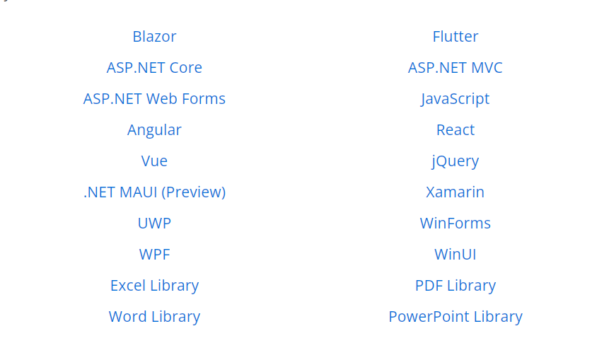 Syncfusion platforms