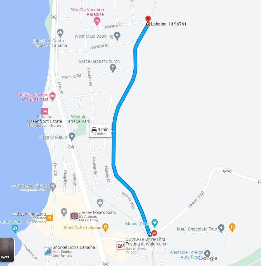 Map-Lahaina escape route