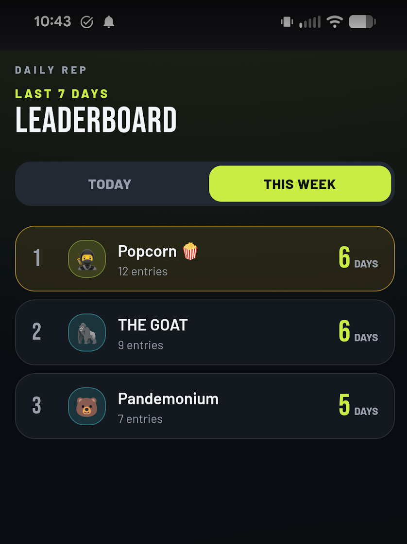 screenshot of Daily Reps For Us, By Us